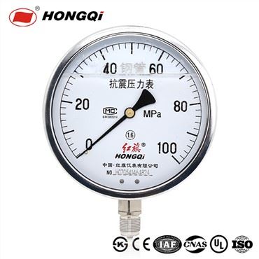Alat Hongqi 150mm(6") Tolok Tekanan, Tekanan Berminyak M20*1.5 Benang, 0-100mpa